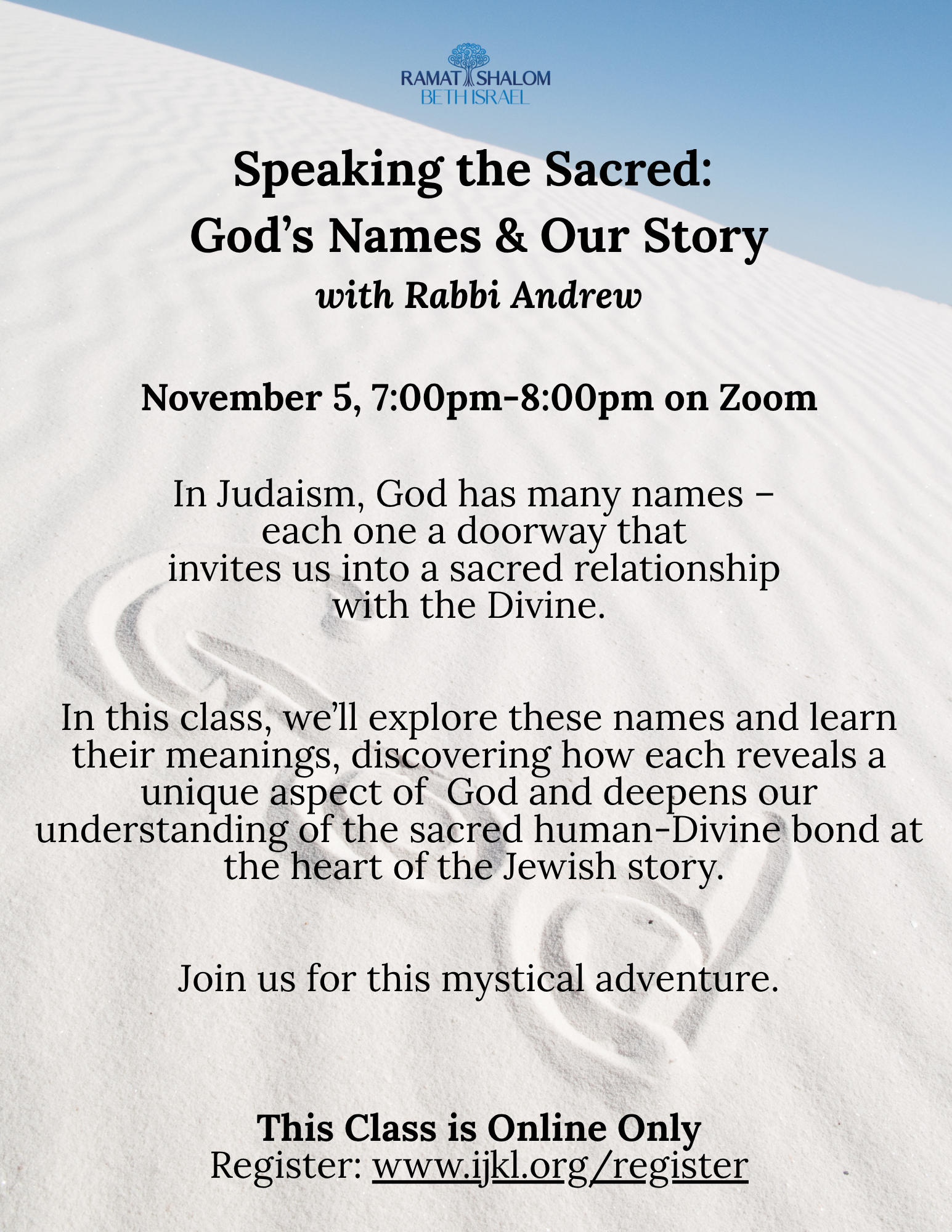 Speaking the Sacred God’s Names & Our Story IJKL