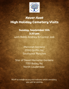 Kever Avot High Holiday Cemetery Visits