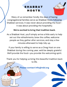 SHABBAT ONEG HOSTS